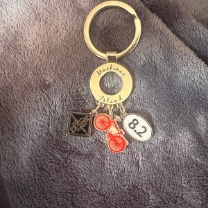 Mackinac Island Silver Keyring with three darling charms, very good condition